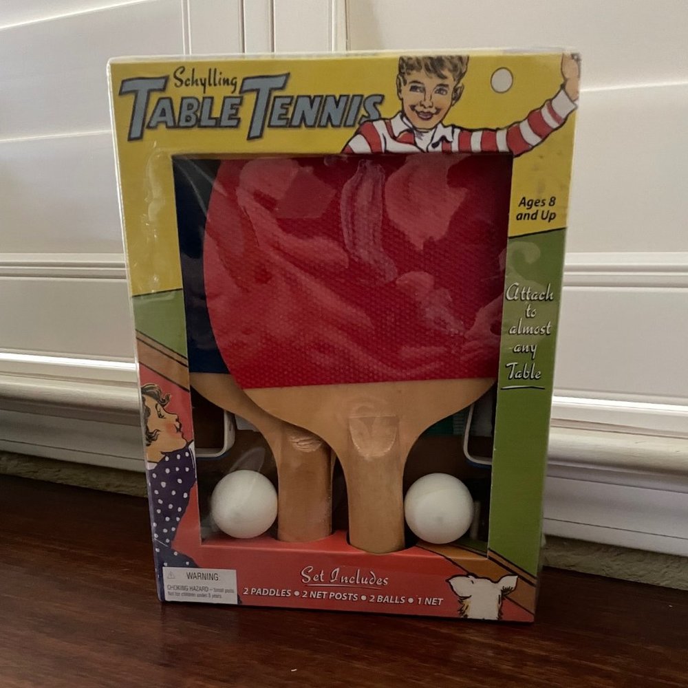 NIB Schylling Table Tennis Game Set 2 Paddles, 2 Balls 2 Posts 1 Net for tables